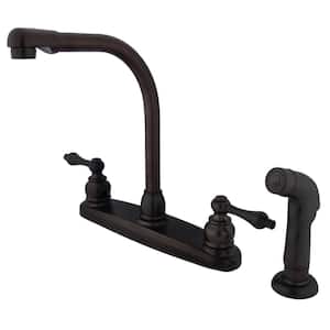 Victorian 2-Handle Deck Mount Centerset Kitchen Faucets with Side Sprayer in Oil Rubbed Bronze