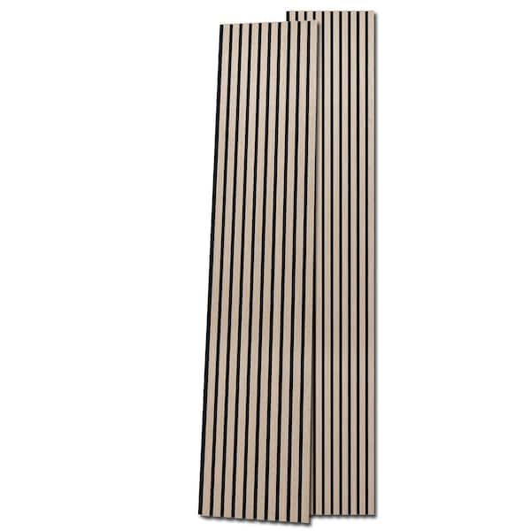 Art3dwallpanels Oak 4/5in. x 1-1/3ft. x 8-1/2ft. Acoustic MDF Decorative Wall Paneling, 3D Fluted Sound Absorbing Panel (2-Pcs)