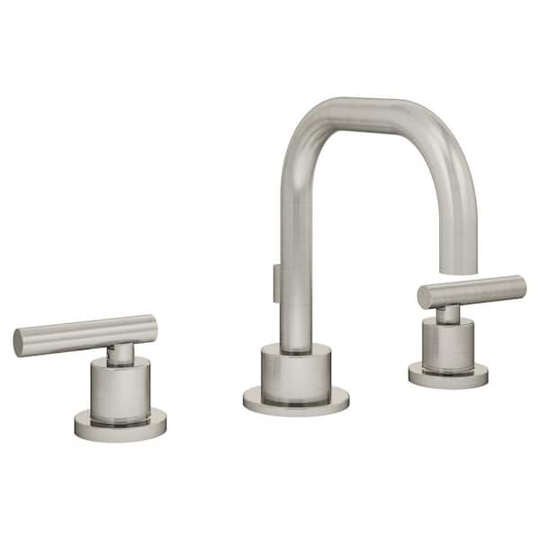 Symmons Modern 8 in. Widespread 2-Handle Bathroom Faucet with Drain Assembly in Brushed Nickel