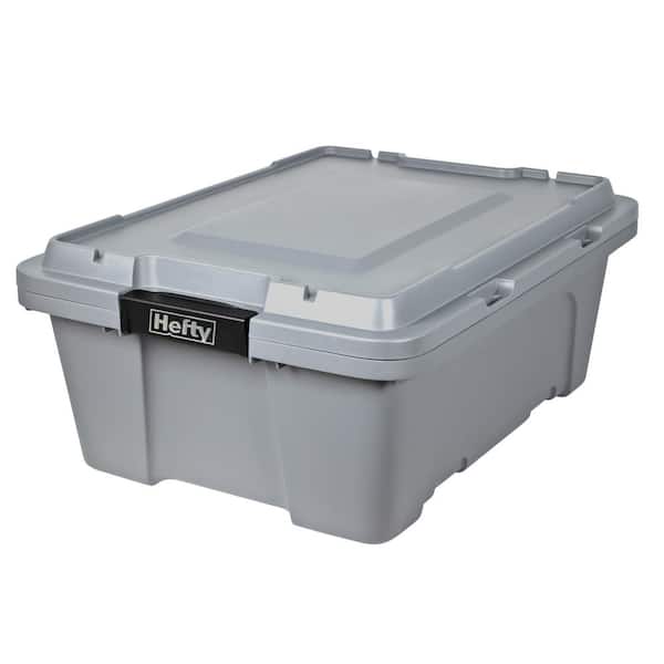 Hefty Max Pro 48 Quart Storage Tote Gray, 6/Pack (7169HFTCOM52252)