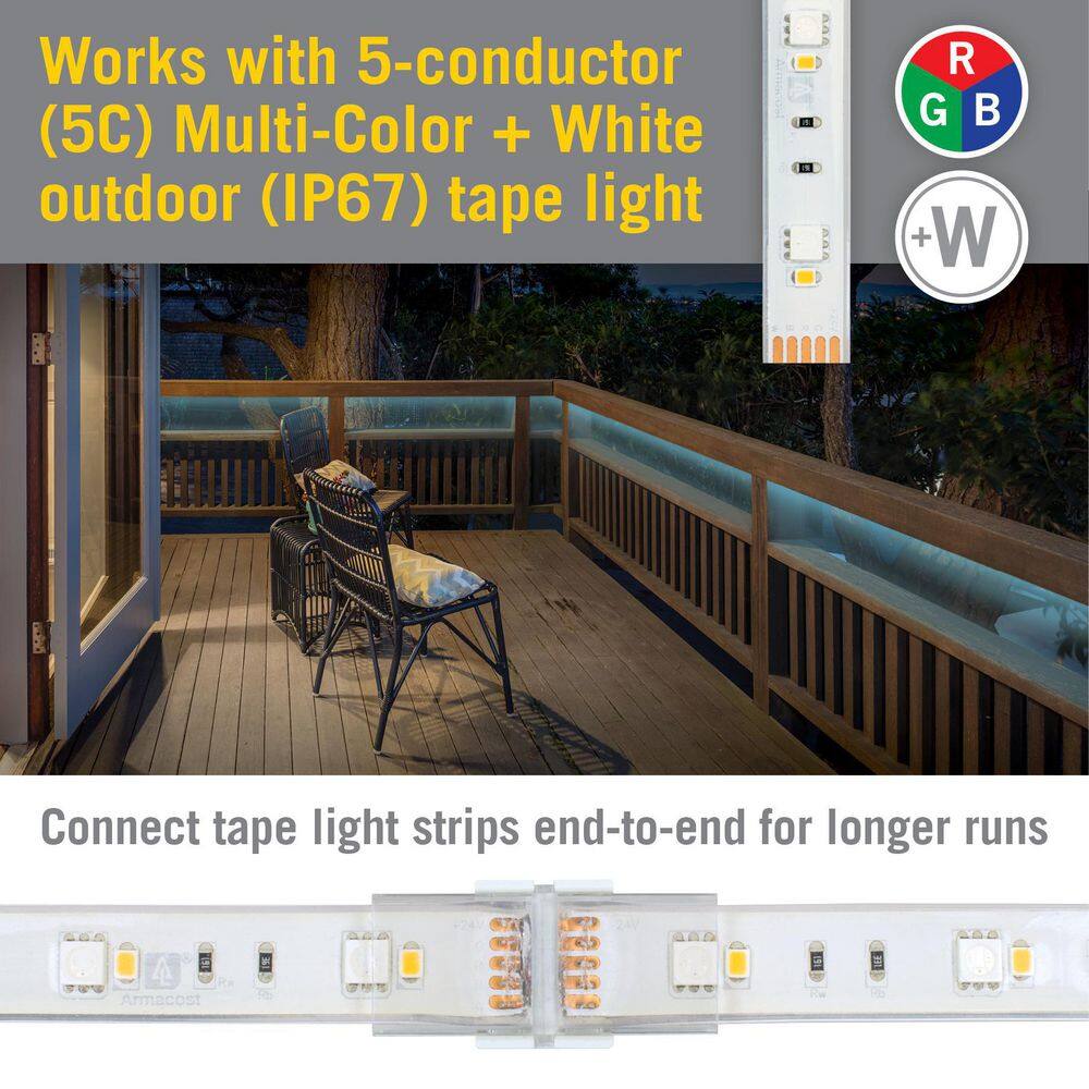 Clear 5-Pin RGB+W Tape to Tape Splice Connector 4-Pack