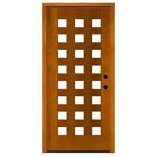 Steves & Sons 36 in. x 80 in. Modern 24 Lite Obscure Stained Mahogany Wood Prehung Front Door
