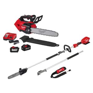 M18 FUEL 14 in. Top Handle 18V Lithium-Ion Brushless Cordless Chainsaw Kit w/Pole Saw, 8.0 Ah, 12.0 Ah Battery, Charger