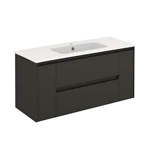 47.5 in. W x 18.1 in. D x 22.3 in. H Bathroom Vanity Unit in Anthracite with Vanity Top and Basin in White