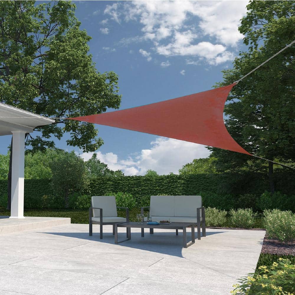 Brick Red High Density Polyethylene Triangle Shade Sail for Patio, 11'10"