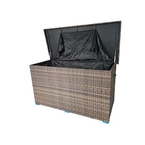 Max 264 Gal. Flip-Top Wicker Outdoor Storage Box in Brown
