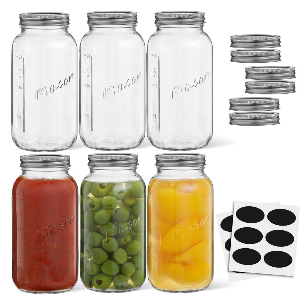 JoyJolt Regular Mason Jars with Airtight Lids, Labels and Measures