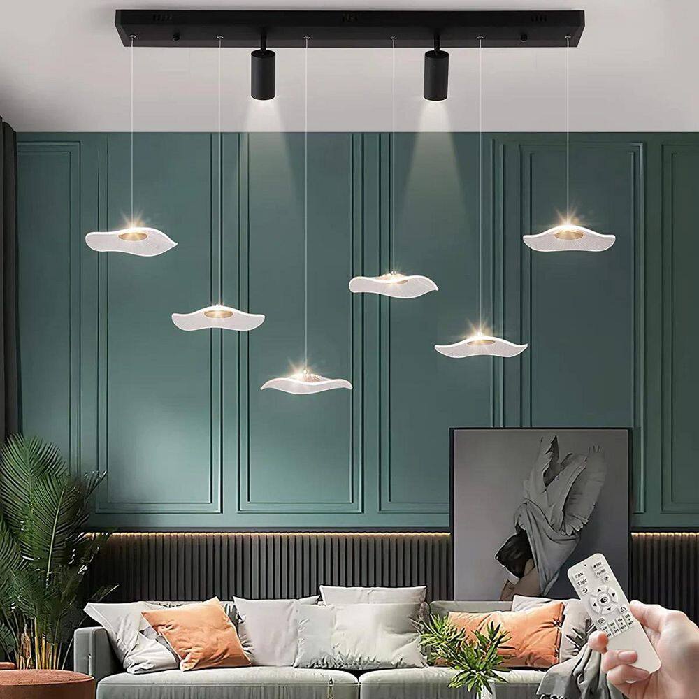 34-Watt 8 Light Black Dimmable Integrated LED Pendant Light with Clear Shade and Remote Included for Kitchen Island price history on PriceWatchPro