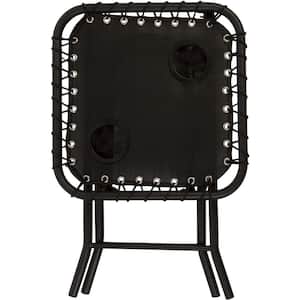 17.5 in. L x 17.5 in. W x 21 in. H Folding Textilene Mesh Vinyl Fabric Side Table with 2 Drink Holders
