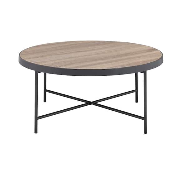 Acme Furniture Bage 32 in. Weathered Gray Oak Medium Round Wood Coffee Table