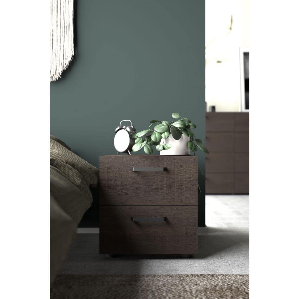 Dallas Dark Chocolate 2 Drawer Nightstand with Streamlined Hardware