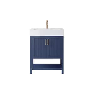 Pavia 28 in. Vanity in Blue with Acrylic Vanity Top in White with White Integrated Basin