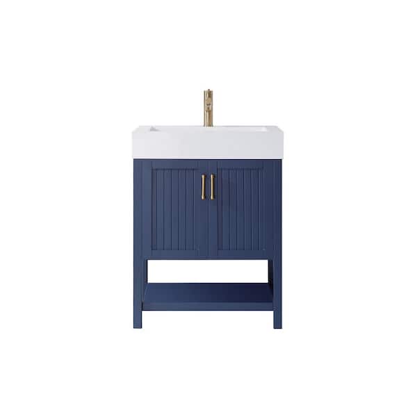 ROSWELL Pavia 28 in. Vanity in Blue with Acrylic Vanity Top in White with White Integrated Basin