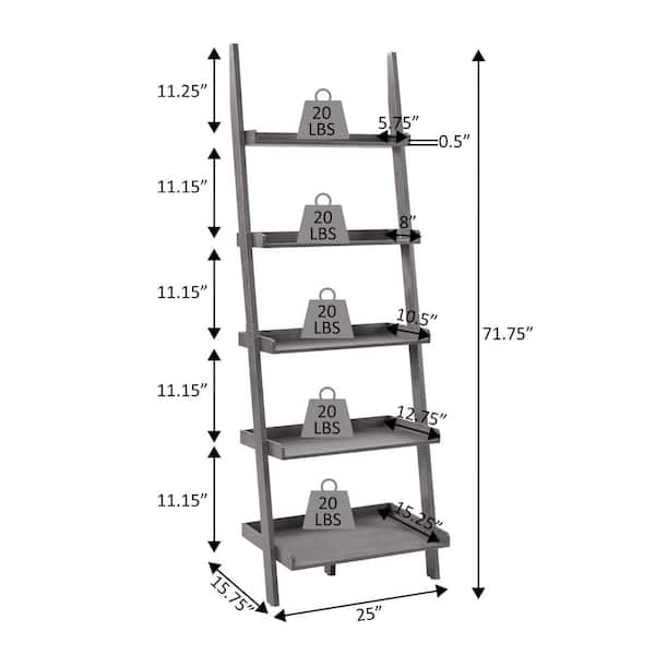 Convenience Concepts 72 in. Cherry Wood 5-shelf Ladder Bookcase