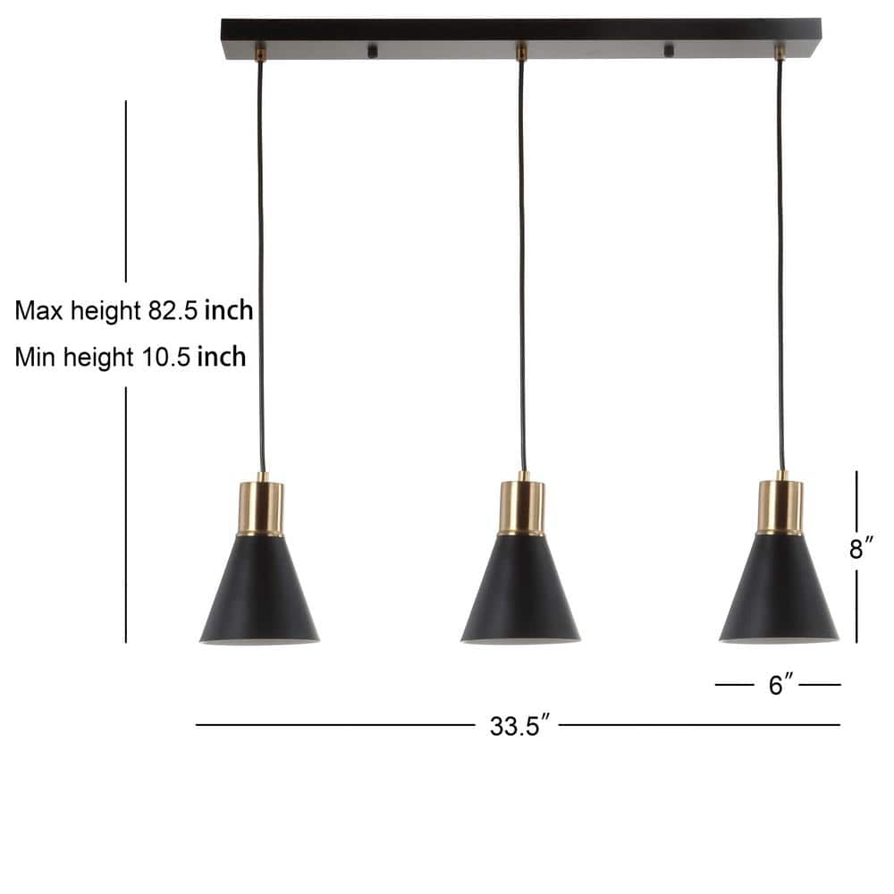 Apollo 33.5" Black and Brass Gold LED Pendant Light