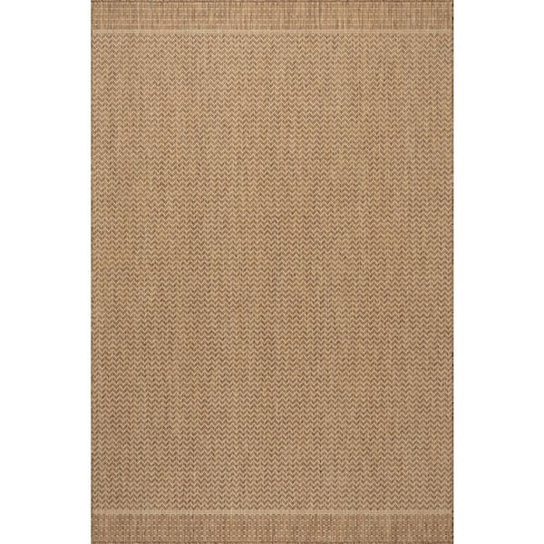 Junera Modern Light Brown 8 ft. x 10 ft. Outdoor Area Rug