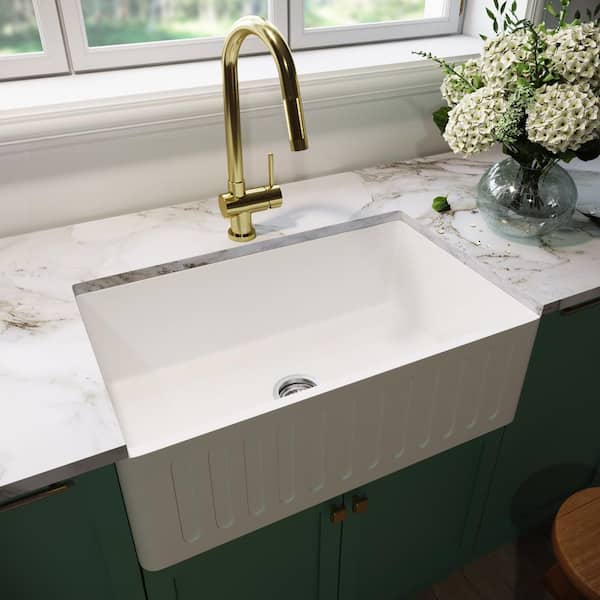 Vigo Matte Stone White Composite 30 In, How To Clean Vigo White Farmhouse Sink