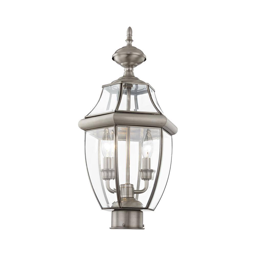 Monterey Colonial Style Brushed Nickel 2-Light Outdoor Lantern
