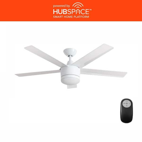 Home Decorators Collection Merwry 52 in. Integrated LED Indoor White Ceiling Fan with HubSpace Remote Control Works with Google and Alexa
