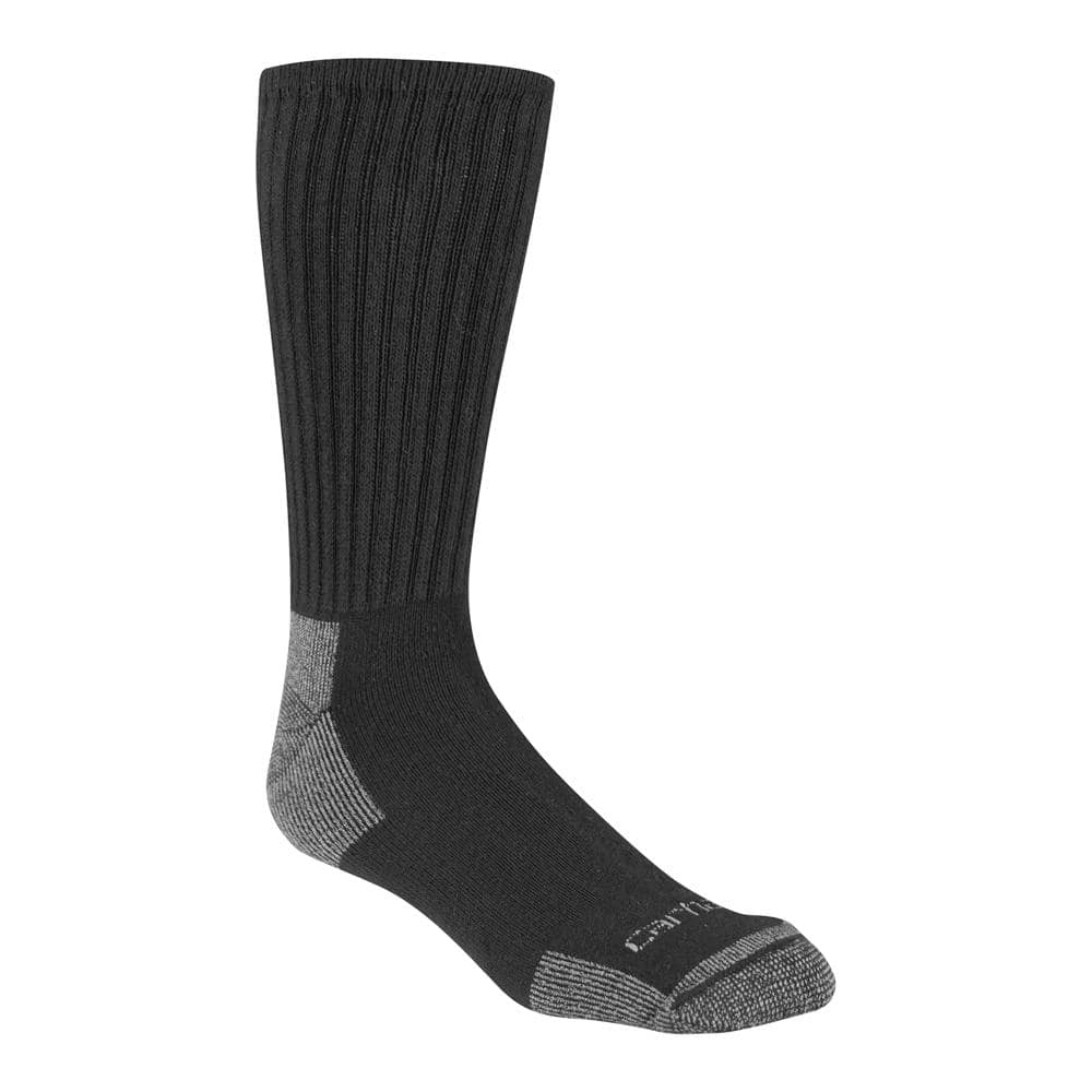Carhartt Men's Size Medium Black Cotton Crew Socks (3-Pack)-CHMA6203C3 ...