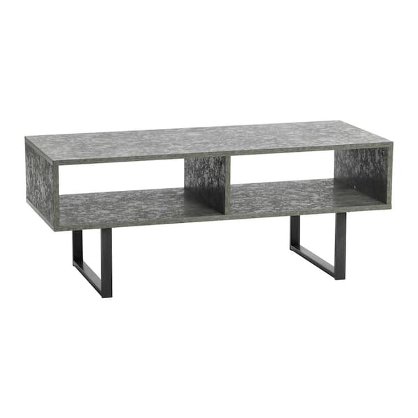 HOUSEHOLD ESSENTIALS Jamestown Media Table, Rectangular, Holds a Maximum 60 in. Television, Slate Concrete, 39.4"W