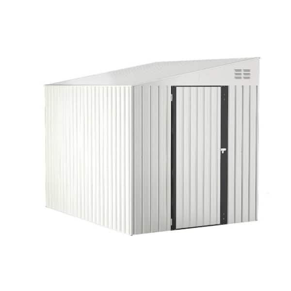 8 ft. W x 6 ft. D Metal Shed with Double Lockable Door in White (48 sq. ft. )
