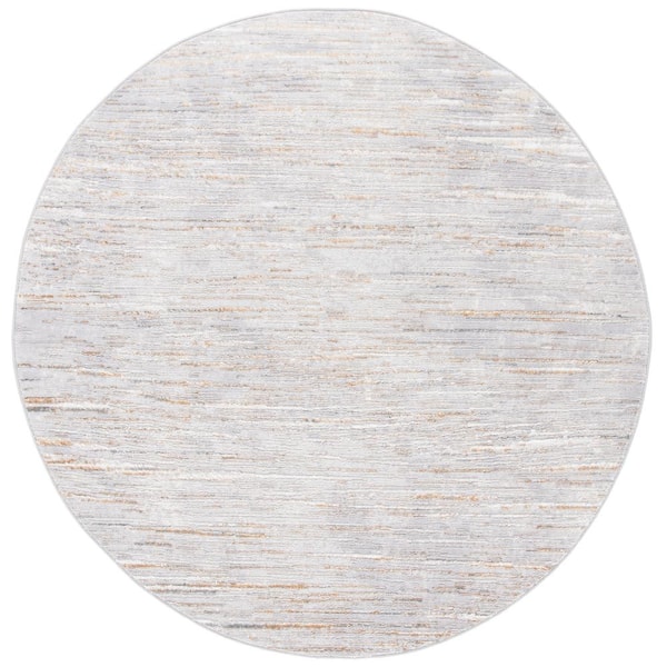 SAFAVIEH Orchard Gray/Gold Doormat 3 ft. x 3 ft. Striped Round Area Rug