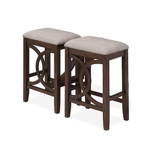New Classic Furniture Bella 25.25 in. Cherry Wood Counter Stool with Polyester Seat (Set of 2)
