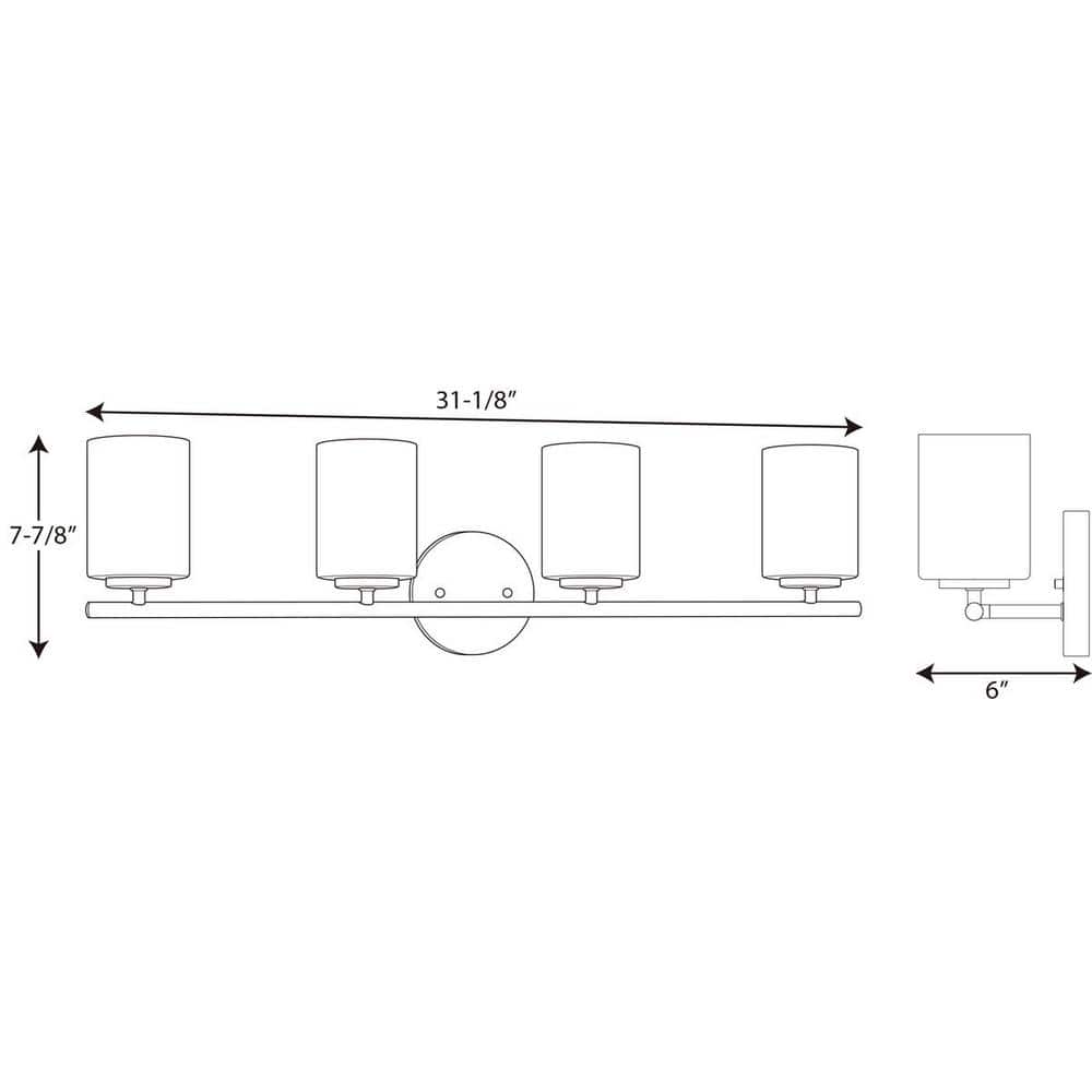 Polished Nickel 4-Light Modern Bath Vanity Fixture