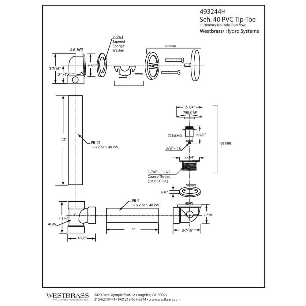 Condition photo showing New/Like New for illusionary overflow, 12 in. x 4 in. sch. 40 pvc bath waste and overflow with tip-toe bath drain in powder coat white