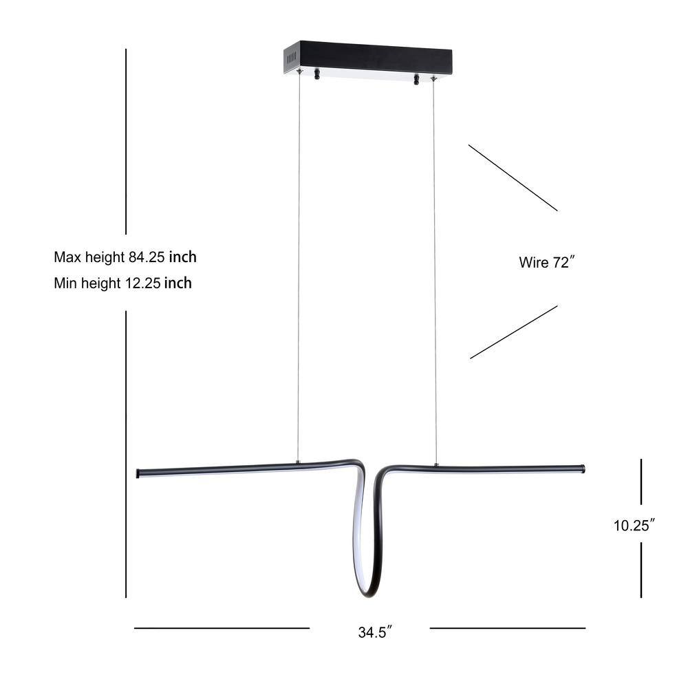 Ali 34.5" Matte Black Modern LED Metal Linear Pendant