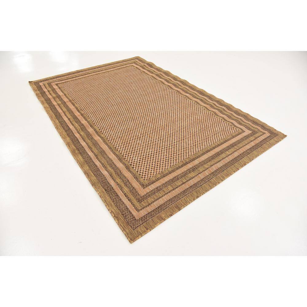 Multi-Brown Synthetic 5x8 Outdoor Border Rug