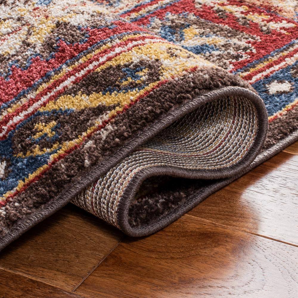 Blue Bijar Square Synthetic Stain-Resistant Accent Rug