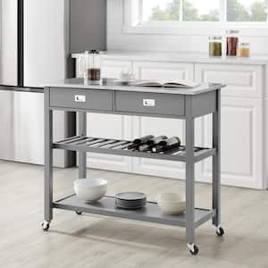 Chloe Gray with Stainless Steel Top Kitchen Island