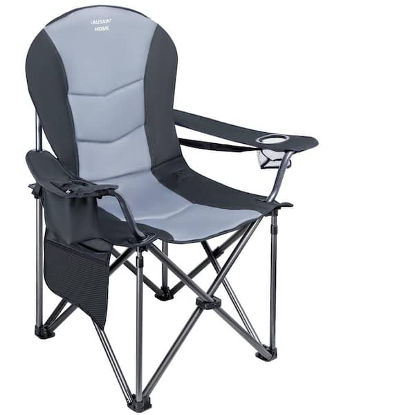 maocao hoom Black Metal Folding Patio Camping Chair with Carrying Bag