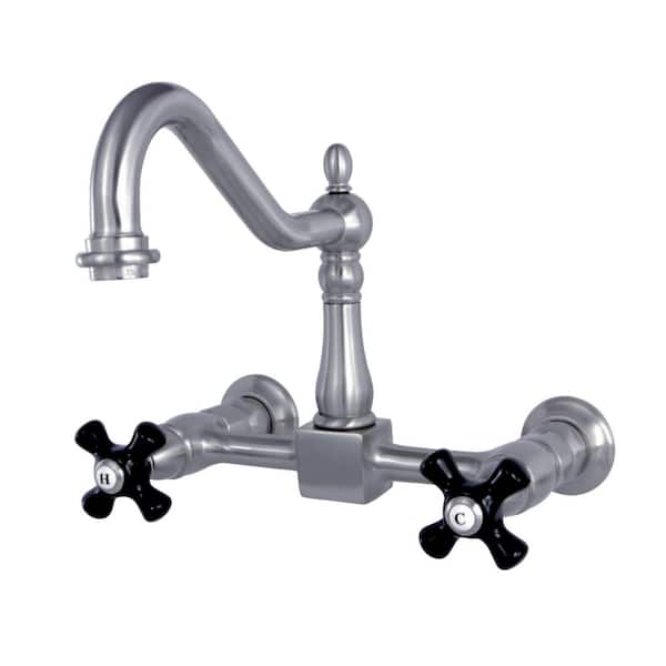 Kingston Brass Duchess 2-Handle Wall-Mount Standard Kitchen Faucet in Brushed Nickel