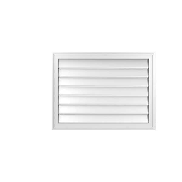 Ekena Millwork 32 in. x 24 in. Vertical Surface Mount PVC Gable Vent: Functional with Brickmould Frame