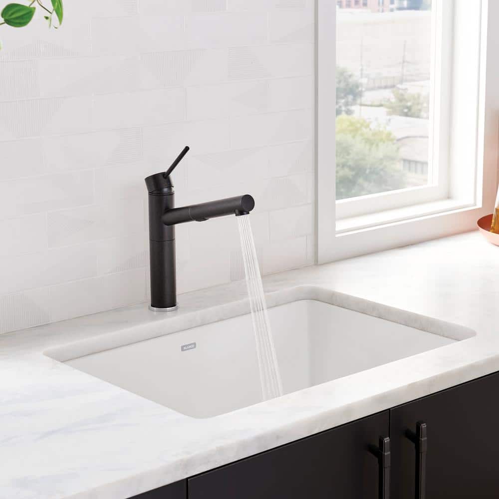 White Stone Single Bowl Undermount Kitchen Sink