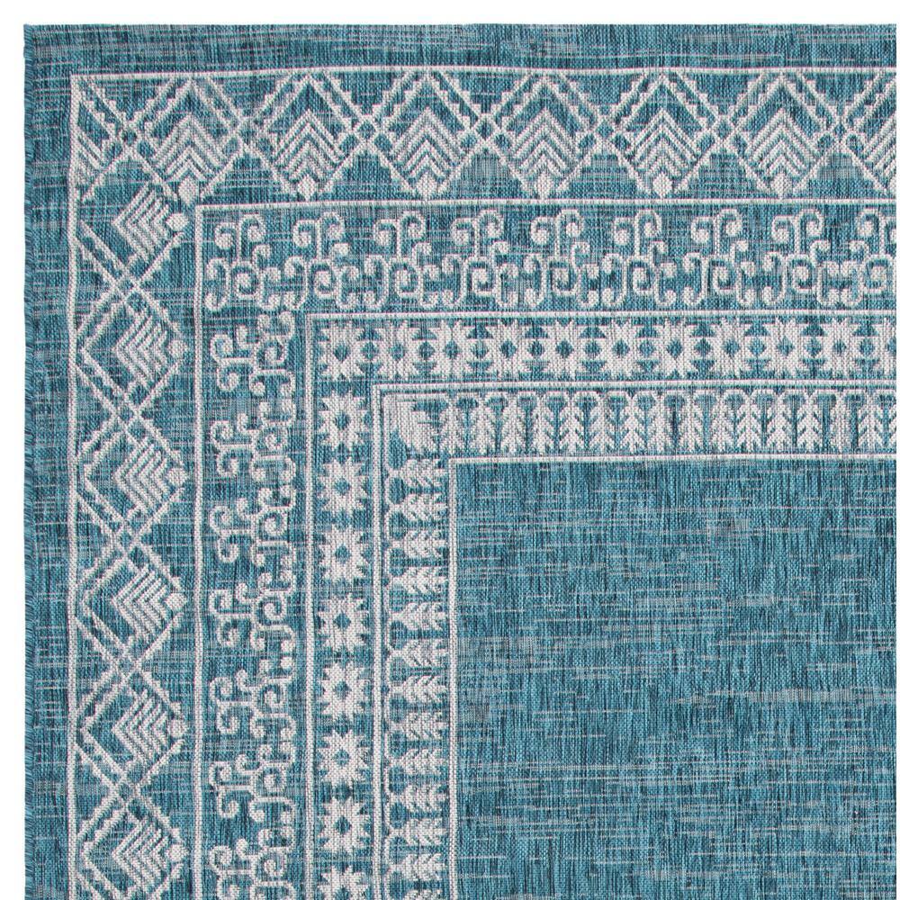 Blue and Grey Rectangular Synthetic Indoor/Outdoor Area Rug