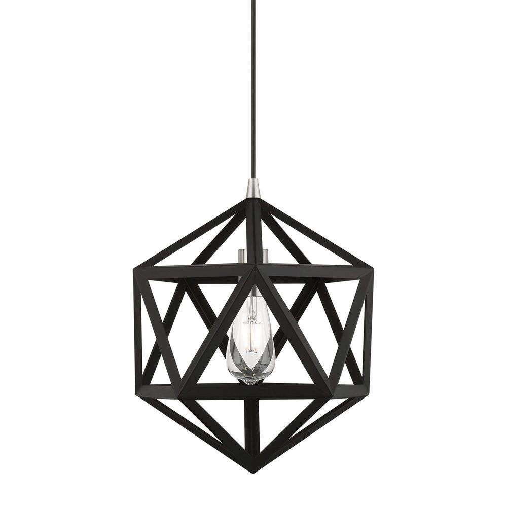 Black and Brushed Nickel Geometric Mini Pendant Light