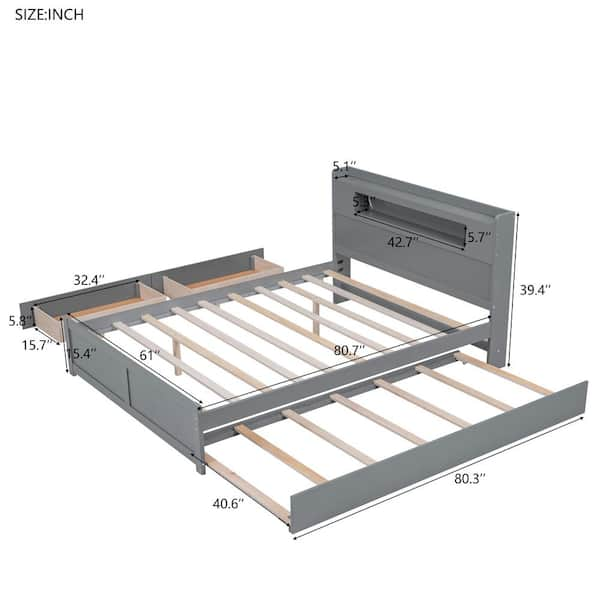 Harper & Bright Designs Light Gray Wood Frame Twin Size Platform