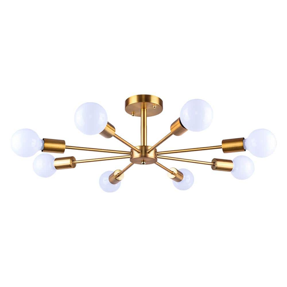 Gallman 23.6 in. 8-Light Gold Mid-Century Pendant Ceiling Light Sputnik Semi-Flush Mount price history on PriceWatchPro