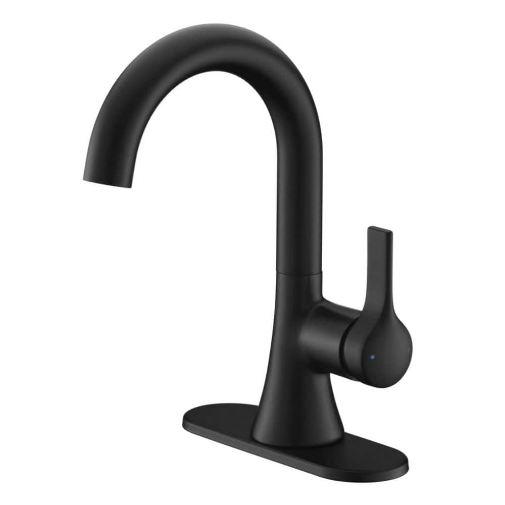 Davvid Single-Handle High-Arc Lavatory Single Hole Bathroom Sink Faucet with Drain Assembly in Matte Black price history on PriceWatchPro