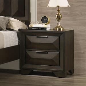 Pinnete Espresso 2-Drawer 23.5 in. W Nightstand