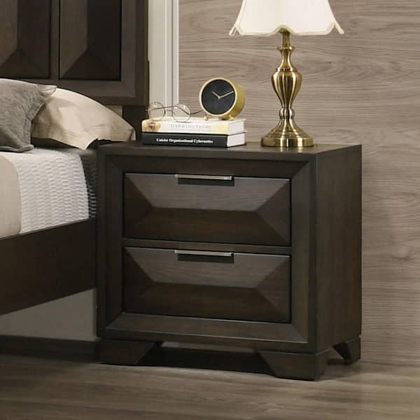 Furniture of America Pinnete Espresso 2-Drawer 23.5 in. W Nightstand