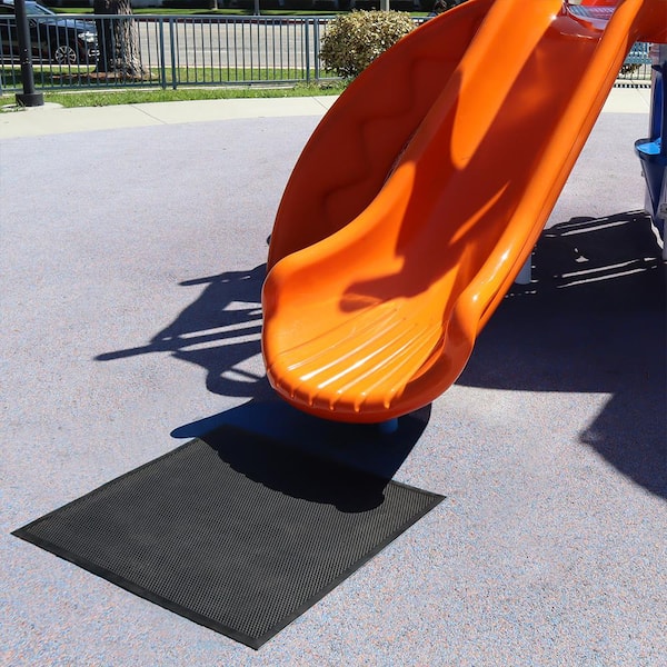 Rubber Cal Black 36 in. x 48 in. Rubber Outdoor Playground Slide Landing Mat 04 R277 3648 The Home Depot