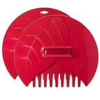 12 in. Plastic Handle Decorative Pair of Leaf Scoops, Hand Rakes for Lawn and Garden Cleanup, Red