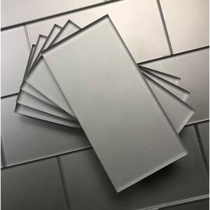 Transitional Design Style Matte Silver Subway 3 in. x 6 in. Glass Backsplash Wall Tile (1 sq. ft./Pack)