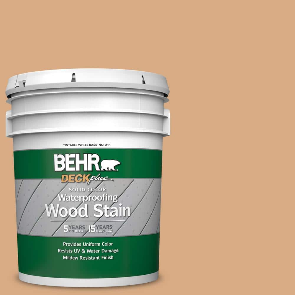 BEHR DECKplus 5 gal. #SC-127 Beach Beige Solid Color Waterproofing Exterior  Wood Stain 21105 - The Home Depot