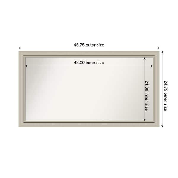 Amanti Art Romano Silver Narrow 45.75 in. x 24.75 in. Custom Non-Beveled Wood Framed Bathroom Vanity Wall Mirror